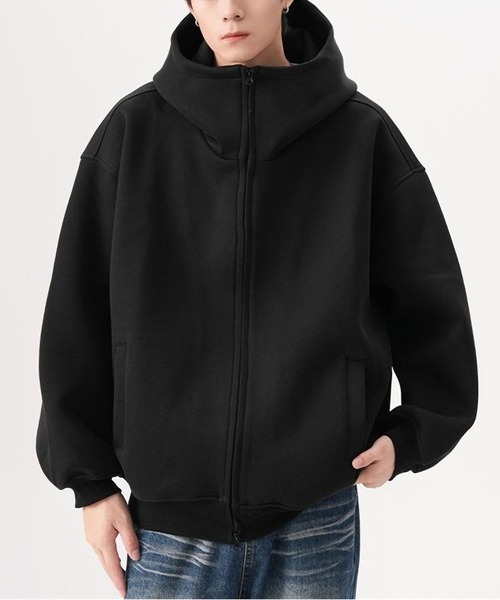 BLANC FICELLE(ブランフィセル)の「ダブルZIP パーカー(パーカー・メンズ・ブラック/グレー・M/L/XL)」の1枚目の写真