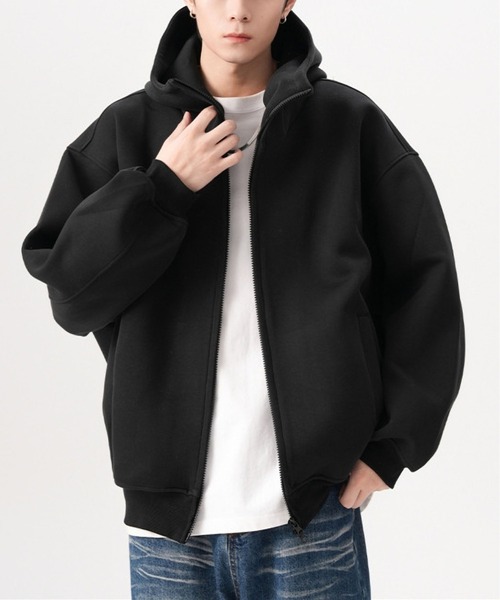 BLANC FICELLE(ブランフィセル)の「ダブルZIP パーカー(パーカー・メンズ・ブラック/グレー・M/L/XL)」の5枚目の写真