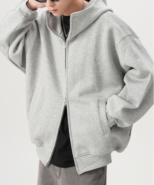 BLANC FICELLE(ブランフィセル)の「ダブルZIP パーカー(パーカー・メンズ・ブラック/グレー・M/L/XL)」の4枚目の写真