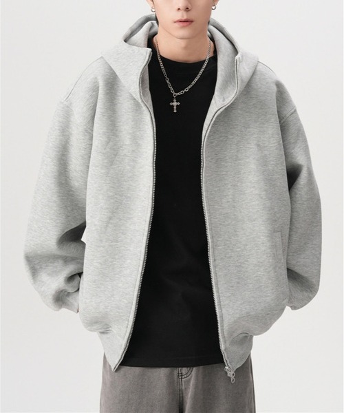 BLANC FICELLE(ブランフィセル)の「ダブルZIP パーカー(パーカー・メンズ・ブラック/グレー・M/L/XL)」の3枚目の写真