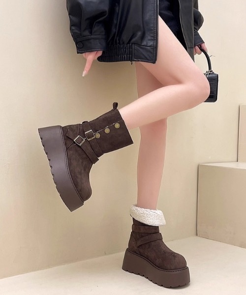 FUNdaysion(ファンデイション)の「厚底2WAYフェイクムートンブーツ(ブーツ・レディース・ブラウン/モカ・23/23.5/24)」の16枚目の写真
