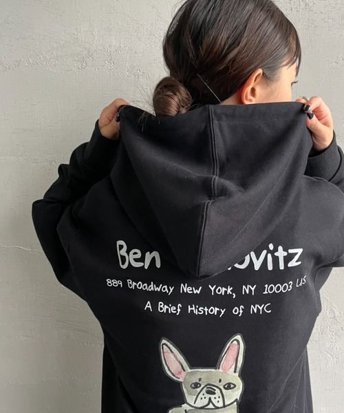 Ben Lenovitz（ベンレノビッツ）の「[BEN LENOVITZ/ベン レノビッツ] ワンポイント刺繍 DOG バックプリントスウェットパーカー（スウェット・レディース・ブラック/ベージュ・M/L/S）」の13枚目の写真