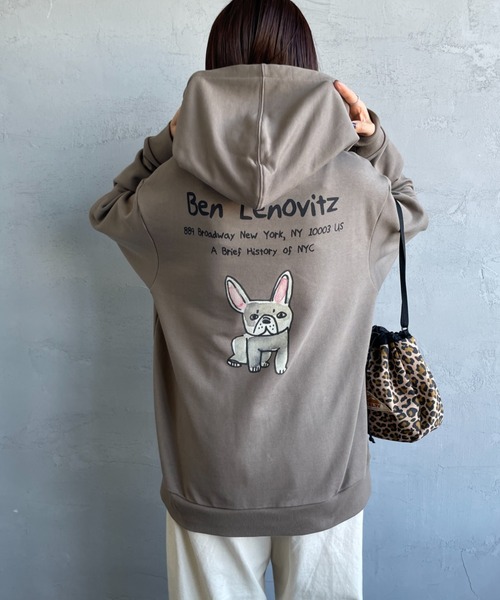 Ben Lenovitz（ベンレノビッツ）の「[BEN LENOVITZ/ベン レノビッツ] ワンポイント刺繍 DOG バックプリントスウェットパーカー（スウェット・レディース・ブラック/ベージュ・M/L/S）」の19枚目の写真