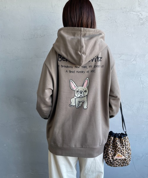 Ben Lenovitz（ベンレノビッツ）の「[BEN LENOVITZ/ベン レノビッツ] ワンポイント刺繍 DOG バックプリントスウェットパーカー（スウェット・レディース・ブラック/ベージュ・M/L/S）」の18枚目の写真