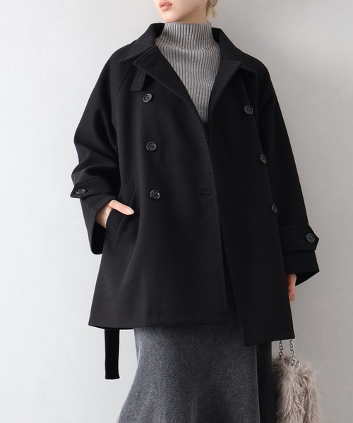 SpRay（スプレイ）の「ミドル丈丈トレンチコート（トレンチコート・レディース・アイボリー/ブラック・FREE）」の4枚目の写真