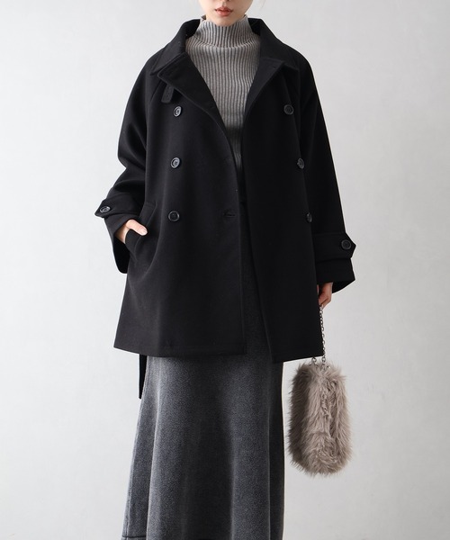 SpRay（スプレイ）の「ミドル丈丈トレンチコート（トレンチコート・レディース・アイボリー/ブラック・FREE）」の5枚目の写真