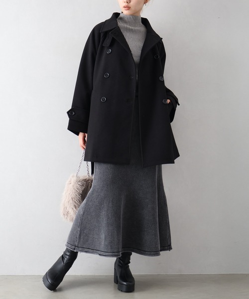 SpRay（スプレイ）の「ミドル丈丈トレンチコート（トレンチコート・レディース・アイボリー/ブラック・FREE）」の7枚目の写真