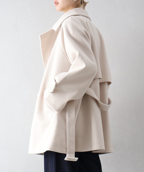 SpRay（スプレイ）の「ミドル丈丈トレンチコート（トレンチコート・レディース・アイボリー/ブラック・FREE）」の13枚目の写真