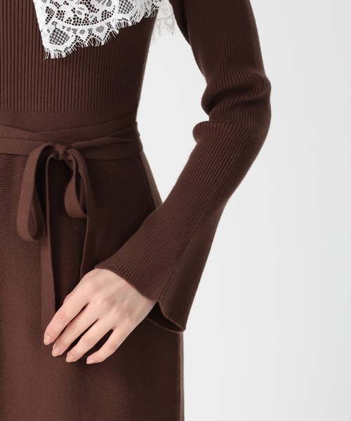 セール】2025秋冬新作 ビックレース衿マーメイドワンピース