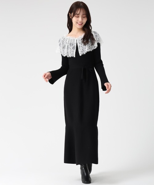 31 Sons de mode（トランテアン　ソン　ドゥ　モード）の「2025秋冬新作 ビックレース衿マーメイドワンピース（ワンピース・レディース・ベージュ/ブラック/ブラウン・ﾌﾘ-）」の20枚目の写真