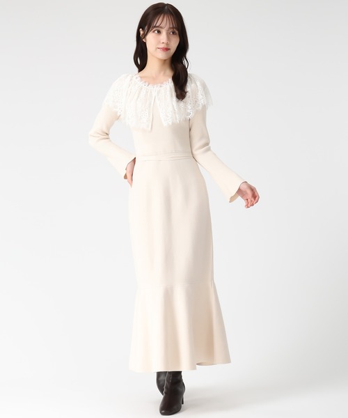 31 Sons de mode（トランテアン　ソン　ドゥ　モード）の「2025秋冬新作 ビックレース衿マーメイドワンピース（ワンピース・レディース・ベージュ/ブラック/ブラウン・ﾌﾘ-）」の18枚目の写真