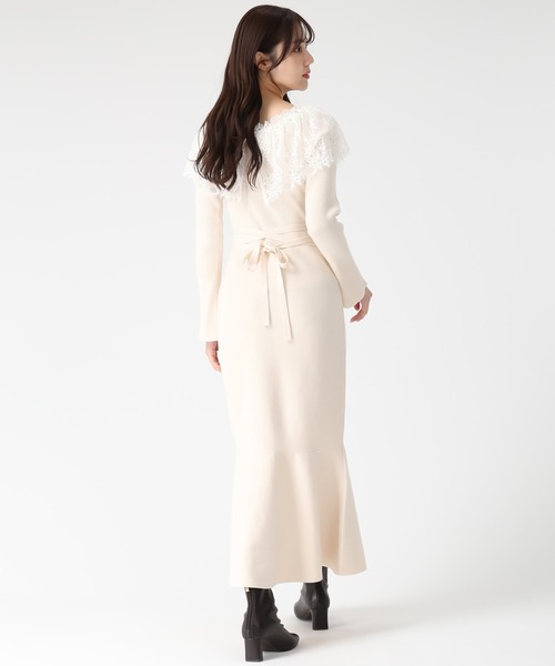 31 Sons de mode（トランテアン　ソン　ドゥ　モード）の「2025秋冬新作 ビックレース衿マーメイドワンピース（ワンピース・レディース・ベージュ/ブラック/ブラウン・ﾌﾘ-）」の19枚目の写真