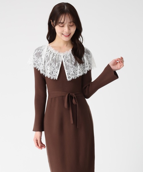 31 Sons de mode（トランテアン　ソン　ドゥ　モード）の「2025秋冬新作 ビックレース衿マーメイドワンピース（ワンピース・レディース・ベージュ/ブラック/ブラウン・ﾌﾘ-）」の16枚目の写真