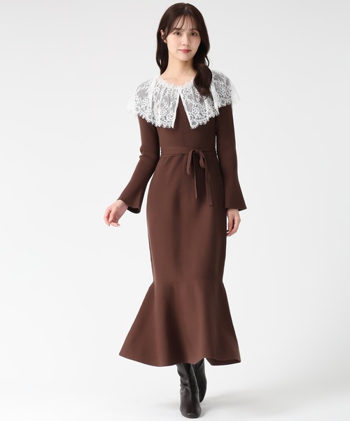 31 Sons de mode（トランテアン　ソン　ドゥ　モード）の「2025秋冬新作 ビックレース衿マーメイドワンピース（ワンピース・レディース・ベージュ/ブラック/ブラウン・ﾌﾘ-）」の17枚目の写真