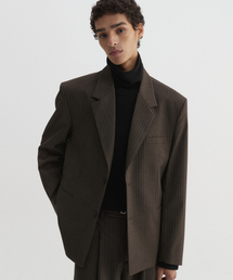 DNSR（ディーエヌエスアール）の「ノッチドストライプブレザー ブラウン（テーラードジャケット）」
