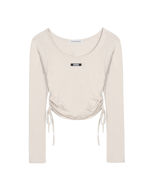 NICK&NICOLE（ニックアンドニコール）の「LABEL STRING SLIM LONG SLEEVE TOP_BEIGE（Tシャツ/カットソー・レディース・その他・FREE）」の4枚目の写真