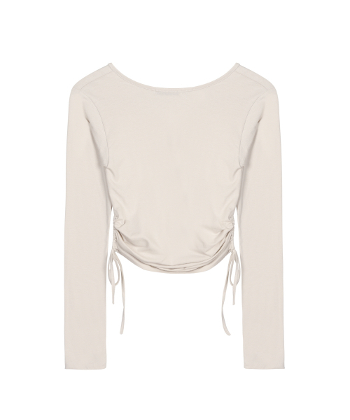 NICK&NICOLE（ニックアンドニコール）の「LABEL STRING SLIM LONG SLEEVE TOP_BEIGE（Tシャツ/カットソー・レディース・その他・FREE）」の5枚目の写真