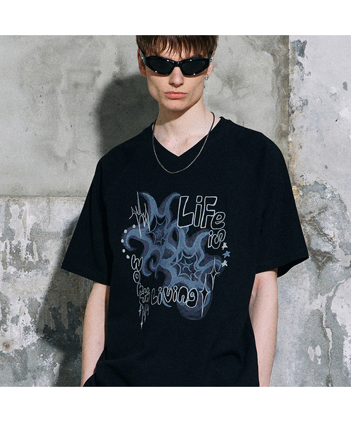 GAKKAI UNIONS(ガッカイユニオンズ)の「Vネックライフ半袖Tシャツブラック(Tシャツ/カットソー・メンズ・その他・MEDIUM/LARGE)」の1枚目の写真