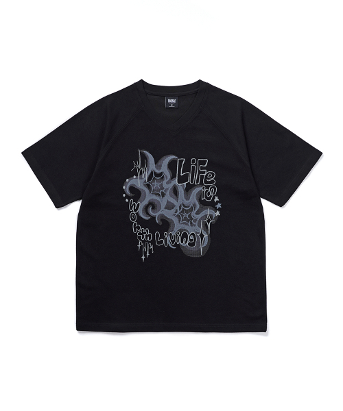 GAKKAI UNIONS(ガッカイユニオンズ)の「Vネックライフ半袖Tシャツブラック(Tシャツ/カットソー・メンズ・その他・MEDIUM/LARGE)」の2枚目の写真