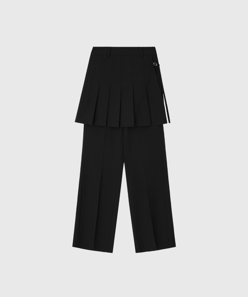 LOOKAST(ルックキャスト)の「ボリンプリーツレイヤードパンツ_ブラック(その他パンツ・レディース・ブラック・SMALL/MEDIUM)」の2枚目の写真
