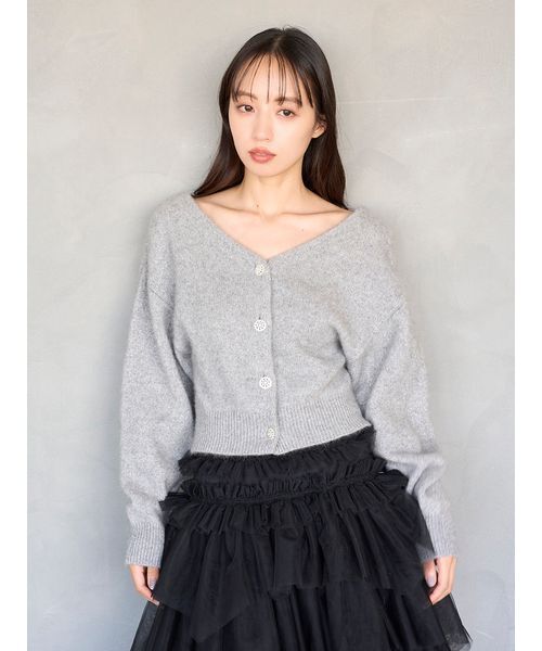 SNIDEL（スナイデル）の「フォックスビジューカーディガン（カーディガン/ボレロ・レディース・グレー/アイボリー/ピンクベージュ/レッド・F）」の12枚目の写真