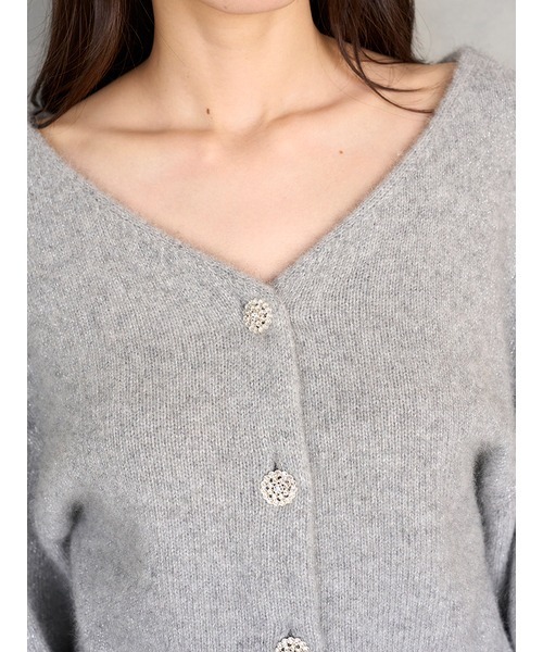 SNIDEL（スナイデル）の「フォックスビジューカーディガン（カーディガン/ボレロ・レディース・グレー/アイボリー/ピンクベージュ/レッド・F）」の5枚目の写真