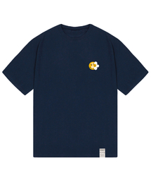 [ユニセックス]スモールドットスマイルフラワーミックス半袖Tシャツ_ネイビー