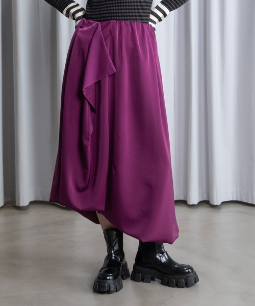 MARECHAL TERRE(マルシャルテル)の「タックスカート(スカート・レディース・パープル/サンドベージュ/ブラック/グリーン・MEDIUM)」の8枚目の写真