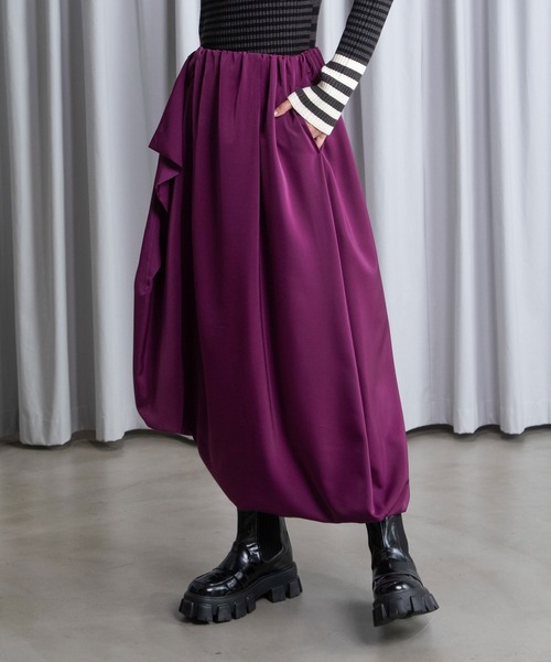 MARECHAL TERRE(マルシャルテル)の「タックスカート(スカート・レディース・パープル/サンドベージュ/ブラック/グリーン・MEDIUM)」の9枚目の写真