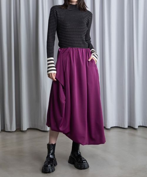 MARECHAL TERRE(マルシャルテル)の「タックスカート(スカート・レディース・パープル/サンドベージュ/ブラック/グリーン・MEDIUM)」の15枚目の写真