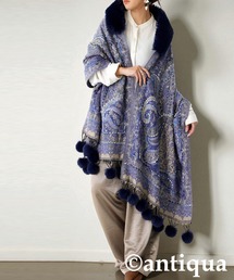 アメノチハレ フード付きネイビーケープコート レディースのポンチョ（ブルー・ネイビー/青色系）ファッション通販