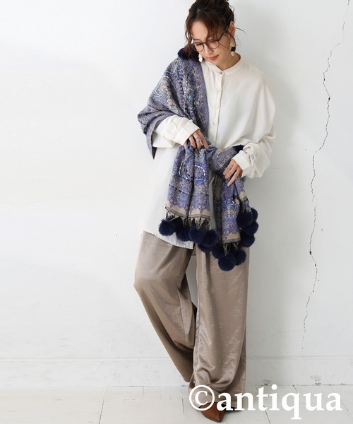 antiqua（アンティカ）の「ファー付き ポンチョ（ポンチョ・レディース・ブルー/ベージュ/ブラック・FREE）」の19枚目の写真