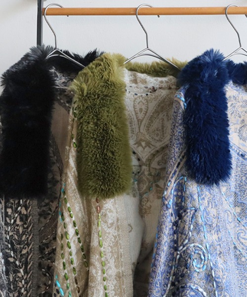 antiqua（アンティカ）の「ファー付き ポンチョ（ポンチョ・レディース・ブルー/ベージュ/ブラック・FREE）」の22枚目の写真