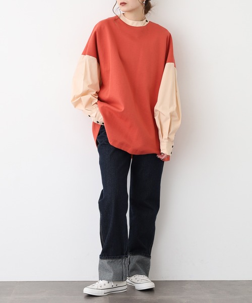 A.N.L(エーエヌエル レーベル)の「A.N.L フェイクレイヤードプルオーバー 長袖(Tシャツ/カットソー・レディース・カーキ/コーラル・38)」の22枚目の写真