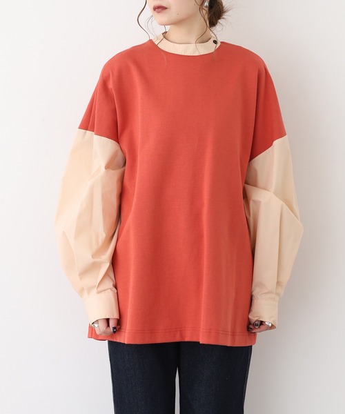 A.N.L(エーエヌエル レーベル)の「A.N.L フェイクレイヤードプルオーバー 長袖(Tシャツ/カットソー・レディース・カーキ/コーラル・38)」の10枚目の写真