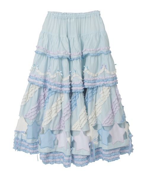 PINK HOUSE（ピンクハウス）の「星ワッペン使い配色フリルスカート（スカート・レディース・ホワイト/ピンク/キナリ/ブラック/ライトブルー・フリー）」の14枚目の写真