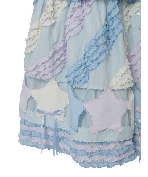 PINK HOUSE（ピンクハウス）の「星ワッペン使い配色フリルスカート（スカート・レディース・ホワイト/ピンク/キナリ/ブラック/ライトブルー・フリー）」の17枚目の写真