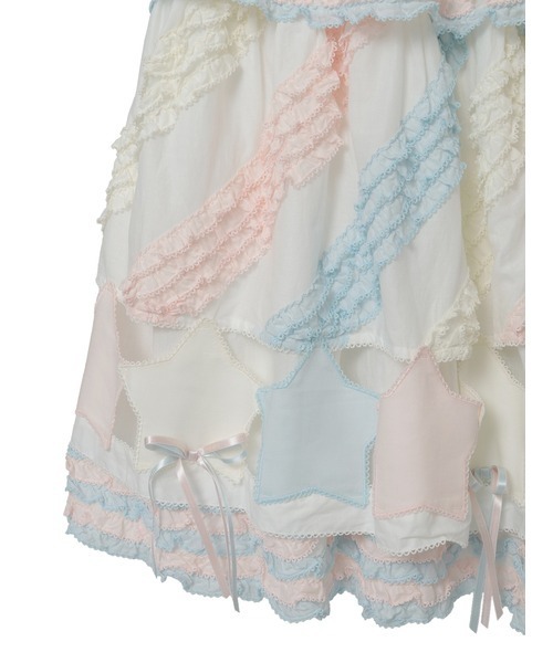 PINK HOUSE（ピンクハウス）の「星ワッペン使い配色フリルスカート（スカート・レディース・ホワイト/ピンク/キナリ/ブラック/ライトブルー・フリー）」の12枚目の写真