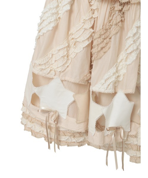 PINK HOUSE（ピンクハウス）の「星ワッペン使い配色フリルスカート（スカート・レディース・ホワイト/ピンク/キナリ/ブラック/ライトブルー・フリー）」の21枚目の写真