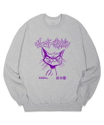 MONSTER REPUBLIC（モンスターリパブリック）の「スケッチラインオブキャットパープルスウェットグレー_8236（スウェット）」