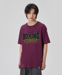 [ファイトクラブボクシング]コットンルーズフィット半袖Tシャツ_プラムパープル