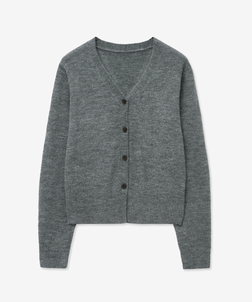 LADY VOLUME(レディーボリューム)の「V-NECK WOOL BUTTON KNIT CARDIGAN_GRAY(カーディガン/ボレロ・レディース・その他・SMALL/MEDIUM)」の2枚目の写真