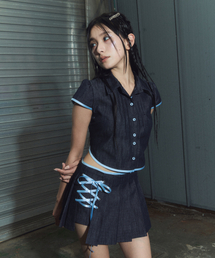 denim eyelet bl - deep blue