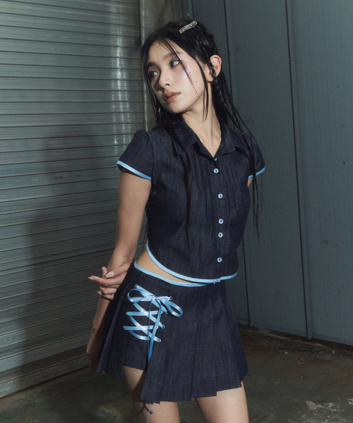 CHERRYQUIRI(チェリーキュリー)の「denim eyelet bl - deep blue(シャツ/ブラウス・レディース・その他・SMALL/MEDIUM)」の1枚目の写真