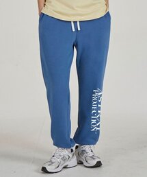 レタリングロゴコンフォータブルトレーニングスウェットジョガーパンツ_ブルー