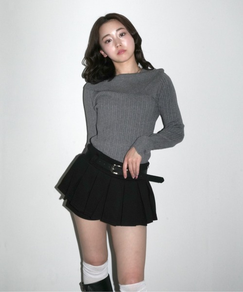 IMARI（イマリ）の「【 IMARI / イマリ 】 ローウエスト ベルト プリーツ ミニスカート #（スカート・レディース・ブラック/グレー/ライトグレー・M/L）」の7枚目の写真