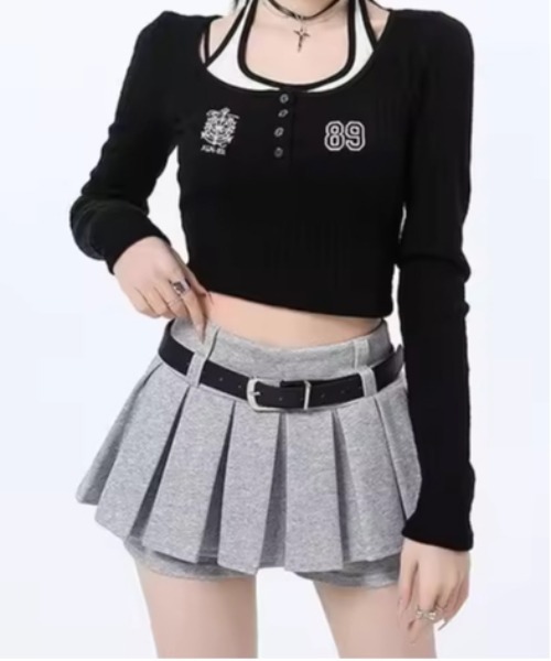 IMARI（イマリ）の「【 IMARI / イマリ 】 ローウエスト ベルト プリーツ ミニスカート #（スカート・レディース・ブラック/グレー/ライトグレー・M/L）」の18枚目の写真