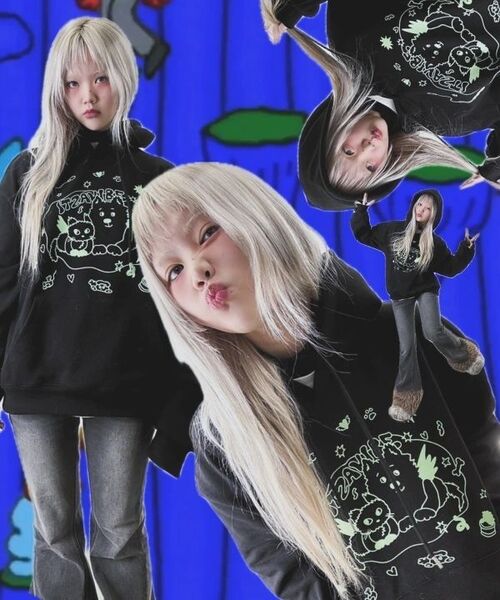 ITZAVIBE（イッザバイブ）の「CAT&DOG IN SWEET HOME HOODIE - LIGHT GRAY（パーカー・レディース・その他・MEDIUM/LARGE）」の14枚目の写真