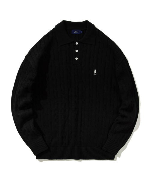 YALE(イェール)の「ケーブルポロニット_ブラック(ニット/セーター・レディース・その他・SMALL/MEDIUM/LARGE)」の2枚目の写真