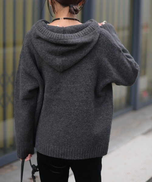 Marient（マリエント）の「フードスキッパーニット（ニット/セーター・レディース・ライトグレー/ダークグレー・FREE）」の4枚目の写真